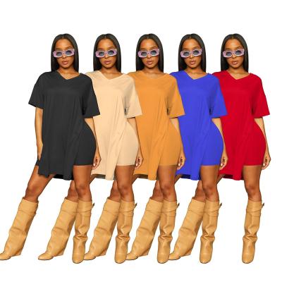 China Anti-pilling 2022 Summer Fashion Women's Sets Anti-pilling 2022 Women's T-shirt and Sleeve Short Slit Shorts Casual Two-Piece Clothing Set Women 2 Piece Set for sale