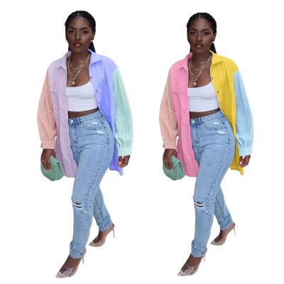 China Plus Size Plus Size ABgirl 2021 Rainbow Color Women Girls SUMMER Spring Stitching Anti UV Long Sleeves Casual Loose Jacket Shirt for sale