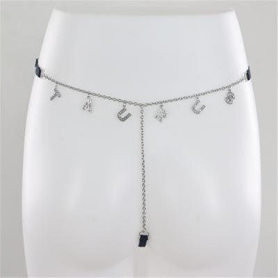 China Sexy Crystal Spandex /Polyester Spandex/Polyester Zodiac Letter Decor Body Waist Chain Rhinestone Sexy Body Chain Thong Sexy Lingerie Panties Chain Thong For Women for sale