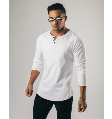 China 2022 Spring Anti-wrinkle fahion long sleeve casual men's T-shirt cotton pullover cheap solid white color for men long sleeve for sale