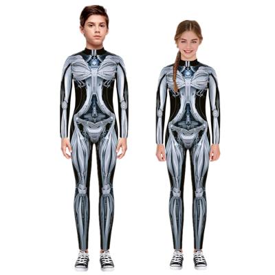 China Overall Halloween 2021 Halloween Party Night Cosplay Skeleton Jumpsuits Girls Boys Spider Robot Tigers Skeleton Clothing Outfits for sale