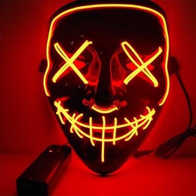 China 2021 Party Praise Zombie Ghost Decorations PVC Halloween Cosplay Neon Cool Cool Funny Horror Led Light Glowing Skeleton Face Masks for sale