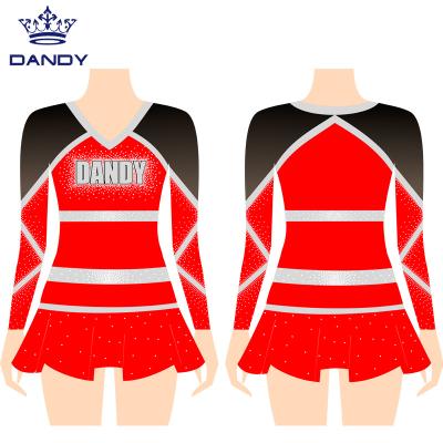 China Skin Care/Iron Free/Quick Dry Cheerleading Uniform/Wholesale Tear Resistant Girl With Rhinestones Sublimation Cheerleading Uniform for sale