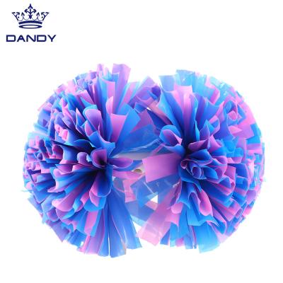 China Low Moq PE material 4/6/8 inch size pom poms PET cheerleading material for cheering for sale