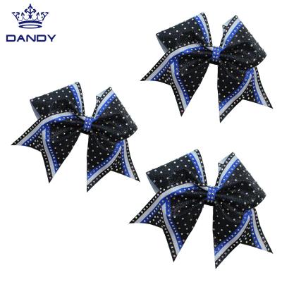 China European and American Style High Quality Hair Bows Sublimation Printing Cheer Bows Custom Glitter Cheerleading Bows for sale