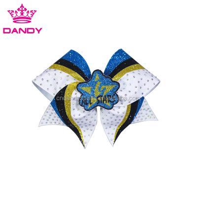 China Wholesale custom logo cheerleading hair bows antibacterial sparkles hair accessories for sale