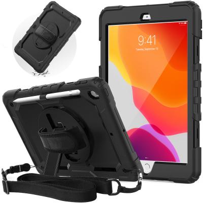 China For iPad 9 Case With Hand Strap Heavy Duty Rugged Tablet Case For iPad 9 Case With 360 Rotation Hand Strap Child Proof Silicone Case For Tablet Cover ipad 10.2 for sale