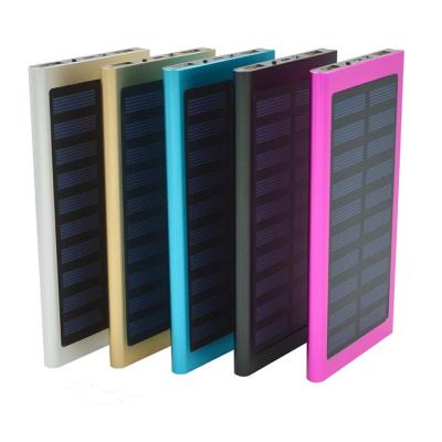 China Fast Charging Support Aluminum Alloy Ultra Thin Solar Power Bank Usb Solar Panel Power Bank Charger For Mobile Phone for sale