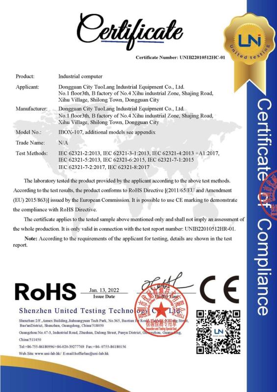 RoHS - Dongguan Tuolang Industrial Control Equipment Co., Ltd.