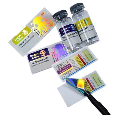 China Hologram Laser PET Vial Labels Customized Design For 10ml Glass for sale