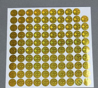 China Gold Anti - Fake Security Hologram Sticker Customized Size With Shape for sale