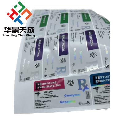 China Anabolic Steroide Injection Vial Labels Holographic Glass Vial Label for sale