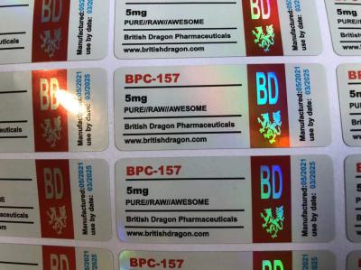 China PET Plastic 2ml Sterile Injection Peptide Bottle Labels Waterproof Eco Friendly For  bpc for sale