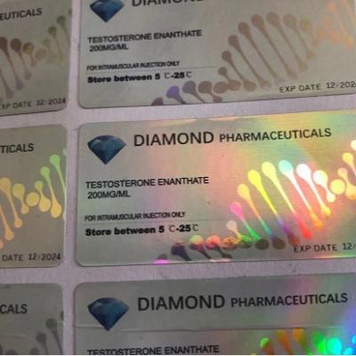 China Diamond Pharmaceucital Brand Holographic 10ml Vial Stickers For Injectable Oil Primobolan Bottles for sale