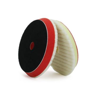 China High Efficiency Hongjie Manufacturer Wholesale Buffing Wheel Japan Wool Polish Pads For Car Car 100% Heavy Duty Wool Pad Polishing Cutting for sale