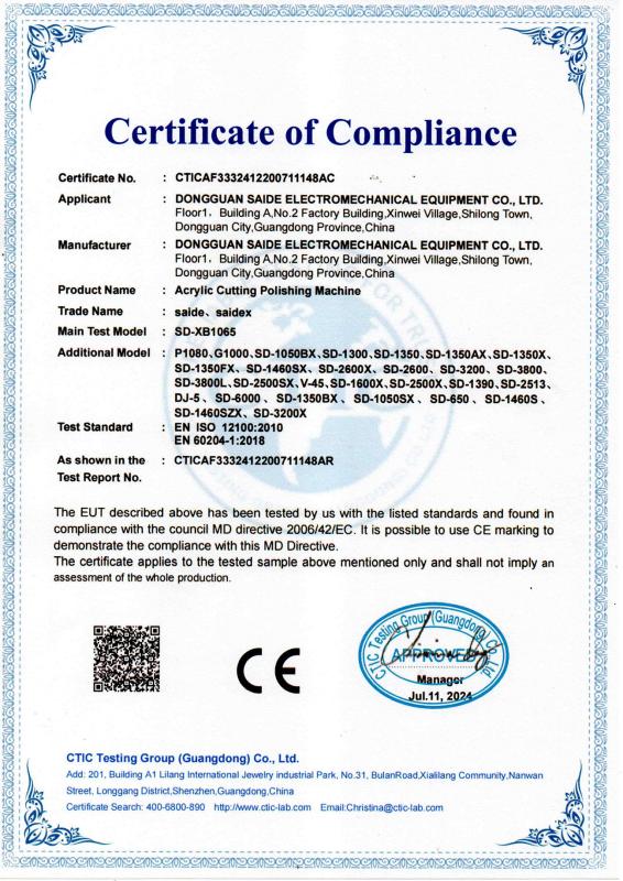 CE Certification-MD - Dongguan Saide Electromechanical Equipment Co., Ltd.