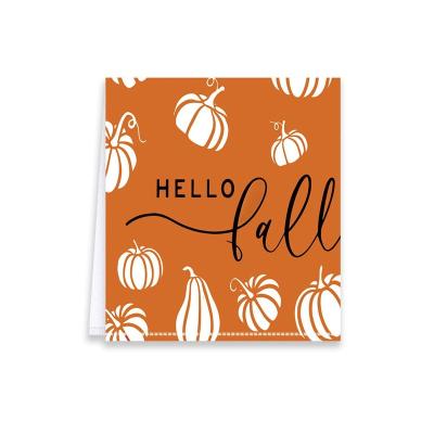 China Sustainable Autumn Thanksgiving Mini Pumpkin Print Kitchen Dish Towel Customizable Microfiber Absorbent Dish Cloth for sale