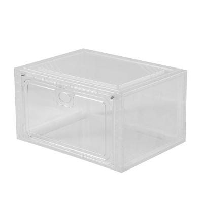 China Wholesale Viable Clear Plastic Sneaker Shoe Stackable Storage Boxes Drop Front Acrylic Drawer Type Magnetic Clear Shoe Box for sale