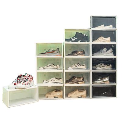 China Wholesale Viable Clear Plastic Sneaker Shoe Stackable Storage Boxes Drop Front Acrylic Drawer Type Magnetic Clear Shoe Box for sale