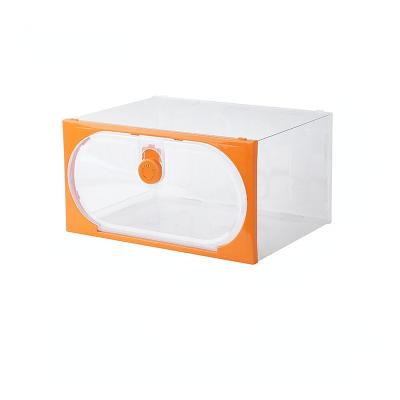 China Viable pp thickened transparent type plastic flap storage box shoe combination shoe shoe box drawer dustproof acrylic cabinet for sale