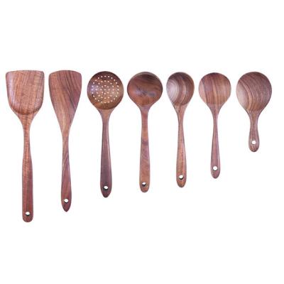 China Factory direct sales sustainable lacquerless wooden kitchen utensils set for cooking and cooking, non-stick kitchen utensils set for sale