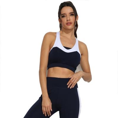 China European and American casual hot-selling sports new style breathable stitching bra pants yoga style casual black and white suit for sale