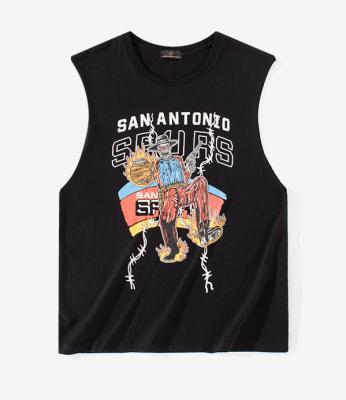 China Anti Shrink Basketball Vest OEM Printing Logo Player T-shirt Tank Tops Black Cotton for sale