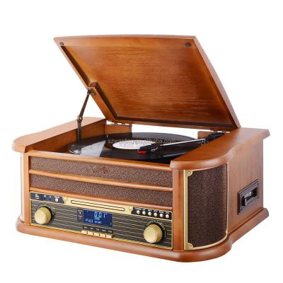 China Wholesale Wooden CD Player/LP Player Turntable Music Center Record Player/Cassette Player with Stereo Speakers for sale