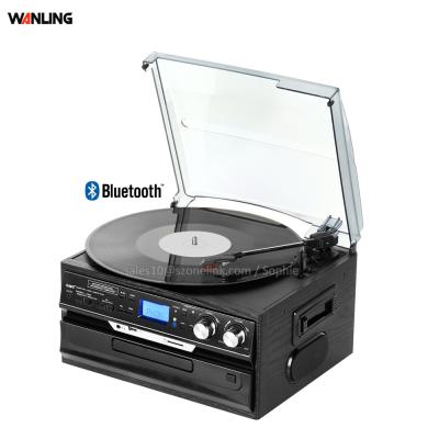 China USB+CD+ Casstee New Deck Phonograph Record Player AM Fm Radio Turntable with Dust Cover and Metal Tonearm for sale