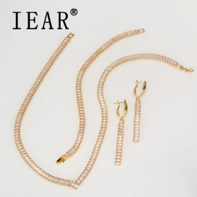 China Hiphop IEAR Stock 2021 Hot Sale Tennis Chain Set Cubic Zirconia Jewelry Set Jewelry Cubic Zirconia Jewelry Sets for sale