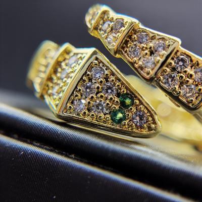 China Hiphop IEAR a real supplier source ring gold plated high grade 18K shiny cubic zirconia ring snake rings for sale