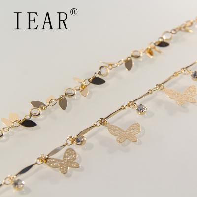 China IEAR Jewelry Suppliers Wholesale-Anklet-Bangles Trendy Gold Plated Butterfly Anklet Charm Anklet for sale