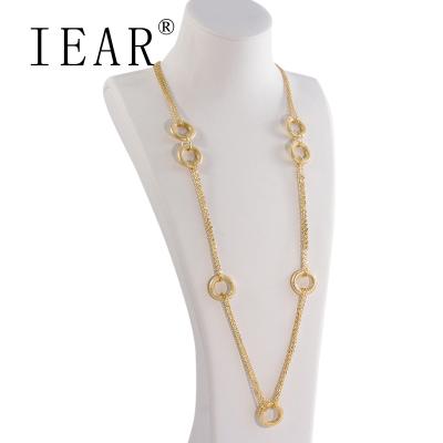 China IEAR Wholesale Multilayer Good Quality Long Chain Necklace Fashionable Jewelry 18K Brass Collar Necklace for sale