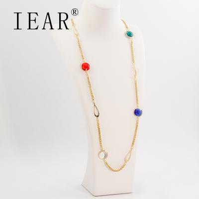 China IEAR Good Quality 18k Gold Rope Chain Necklace Wholesale FASHIONABLE Multicolor Long Chain Necklace for sale