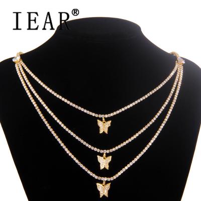 China IEAR Hiphop Jewelry Women Necklace Tennis Necklace Butterfly Necklace for sale