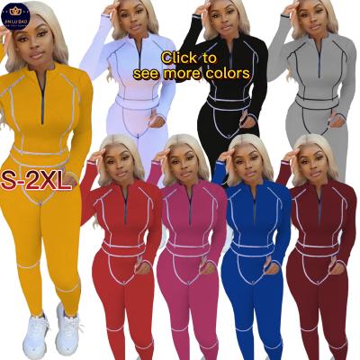 China 2022 Selling Womens Long Sleeve Top Custom Made Breathable Warm Crop Gym Two Piece Jogger Yoga Sets Fitness Women for sale