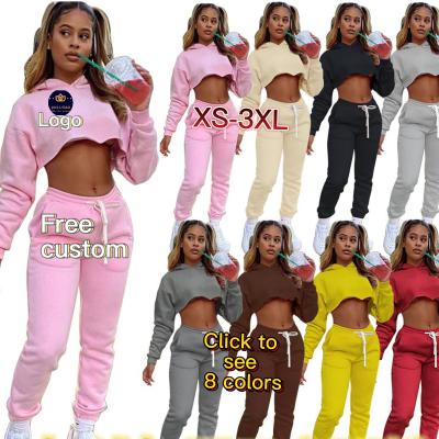 China Breathable Hoodie Cotton Jogging Sweat Suits Pants Set Women Clothing Wholesale Drop Two Piece Sets For Women for sale