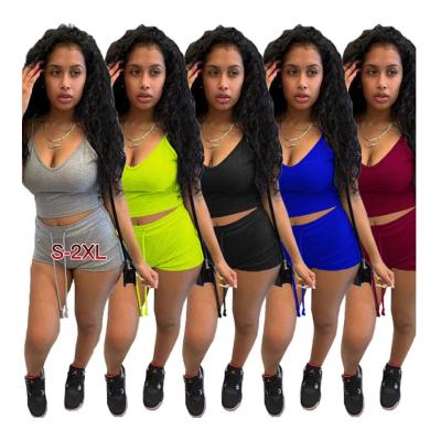 China 2022 Summer Breathable New Arrivals Launch Casual Bodycon 2 Two Piece Shorts Sets Women Crop Top Sets Customized Women Set Two Piece for sale