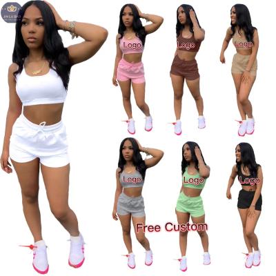 China 2022 New Summer Ladies Breathable Solid Tank Top Set Women Polyester Shorts Workout 2 Piece Short Set for sale