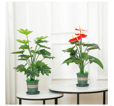 China High Quality Natural Touch Artificial Plant With Pots Anthurium Monstera Fake Potted Plants For Indoor Plant for sale