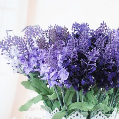 China Amazon Eco-friendly Hot Selling Lavender Artificial Flowers Dozen Wholesale Lavender Groups Of Artificial Flowers For Home Decoration for sale