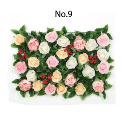 China silk & Wedding Artificial Silk Flower Wall Backdrop Decoration Flower Plastic Flower Wall For Wedding Decoration for sale