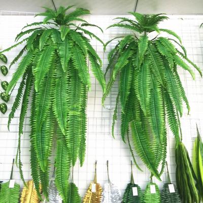 China Wholesale High Simulation Artificial Ferns Wall Hanging Boston Fern Plants Artificial Leaf For Other Home Decor for sale