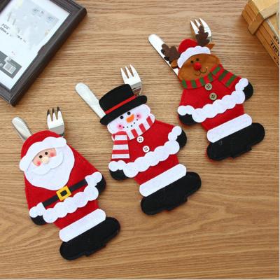 China Factory Wholesale Eco-Friendly Classic Style Felt Cloth Christmas Knife and Fork Bag Christmas Ornaments for Christmas Table Decorations for sale