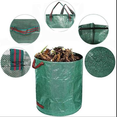 China Large Capacity Gardening Tote Bag Leaf Collector Organizer and Lawn Garden Bags in 500 Liter with 4 Handles for sale