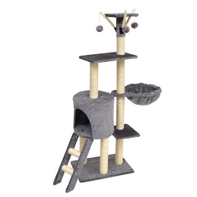 China Sustainable Hard Pet Cat Tree Wooden Tower Furniture Toy Plush Animal Luxury Large Cat Tower Tree Cat Scratching Pet for sale