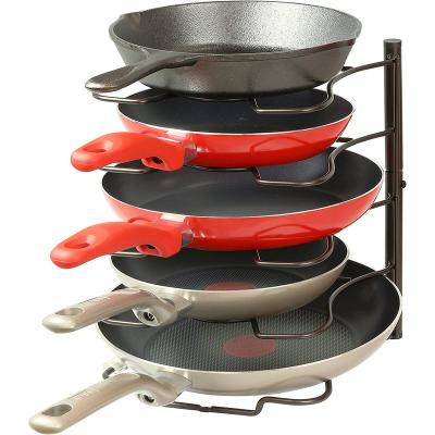 China Sustainable Kitchen Assembly Required Durable Steel Construction Heavy Duty Cast Iron Pan Rack Organizer for sale