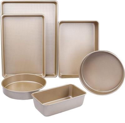 China Champagne Gold Textured 6-Piece Mold Nonstick Bakeware Sets Viable for sale