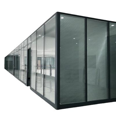 China Leisure facilities wall soundproof double layer canopy 100mm thickness transparent glass integrated hotel business hotel glass partition wall for sale