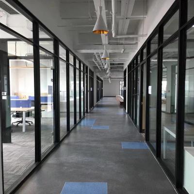 China Single Layer Aluminum Courtyard 100mm Partition Frosted Glass Mall Exhibition Hall Full View Glass Curtain Wall for sale